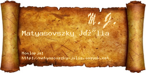 Matyasovszky Júlia névjegykártya